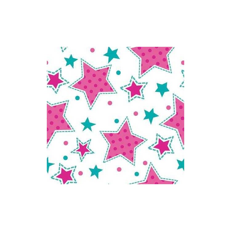 Papel de Parede Adesivo Estrela Rosa e Verde...
