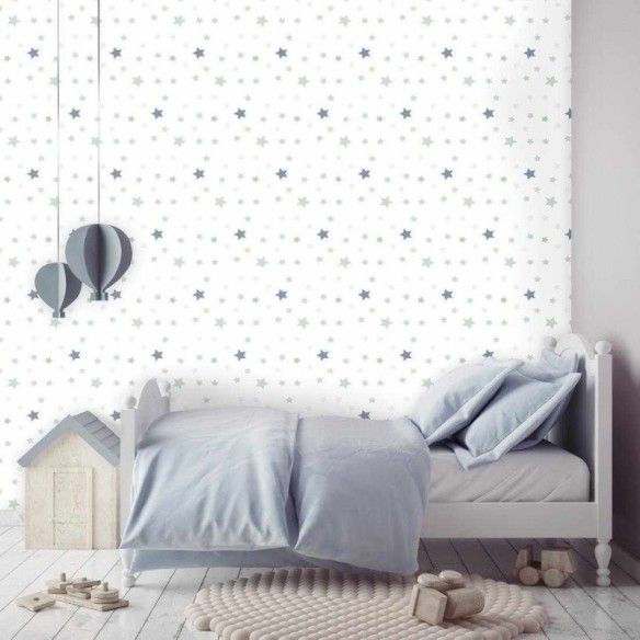 Papel de Parede Adesivo Estrela Verde e Azul 205415464