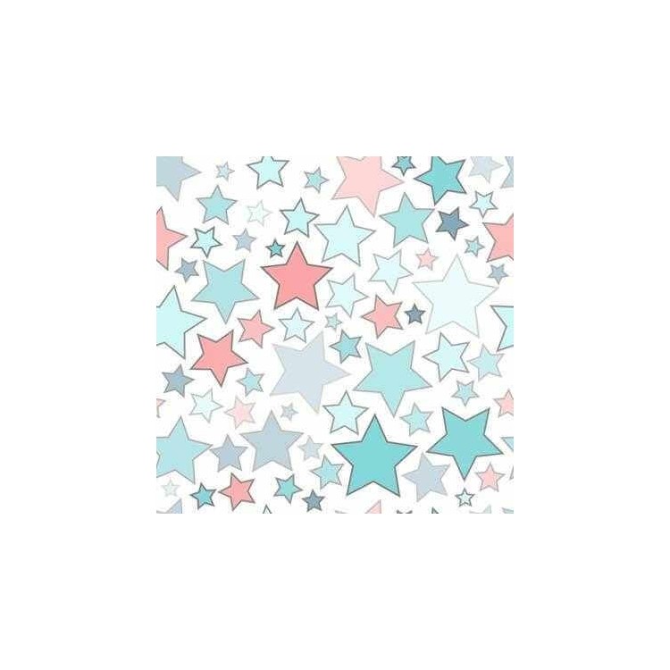 Papel de Parede Adesivo Estrela Verde e Rosa...