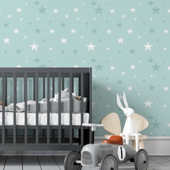 Papel de Parede Adesivo Estrelas Azul e Branco N05083