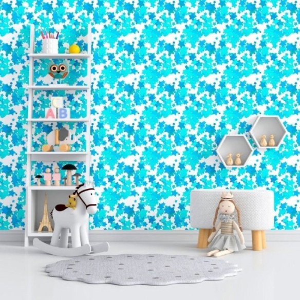 Papel de Parede Adesivo Estrelas Céu Estrelado Azul N012012