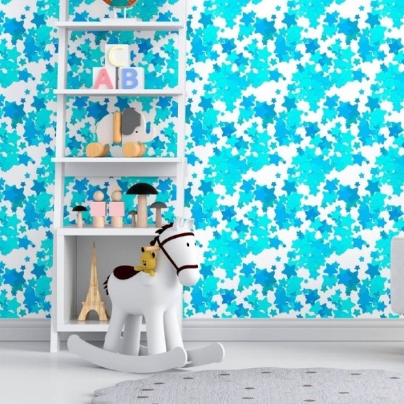 Papel de Parede Adesivo Estrelas Céu Estrelado Azul N012012