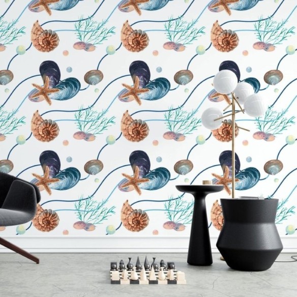 Wellyu-papel de parede customizado para estrela, areia, concha de peixe,  xadrez, 3d, mediterrânea, plano de fundo de parede