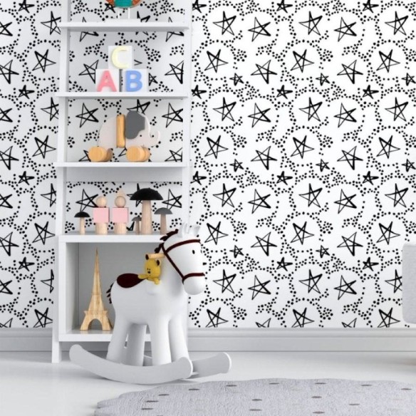 Papel de Parede Adesivo Estrelas e Pontilhismo N012011
