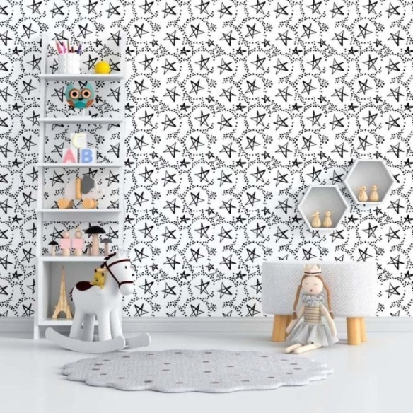 Papel de Parede Adesivo Estrelas e Pontilhismo N012011
