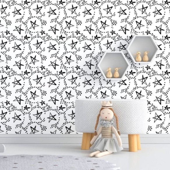 Papel de Parede Adesivo Estrelas e Pontilhismo N012011