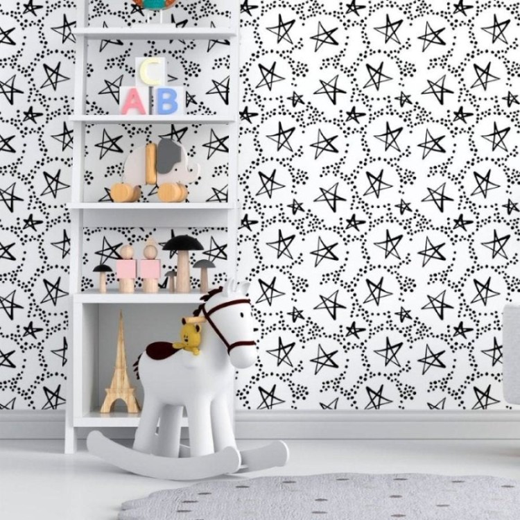 Papel de Parede Adesivo Estrelas e Pontilhismo...