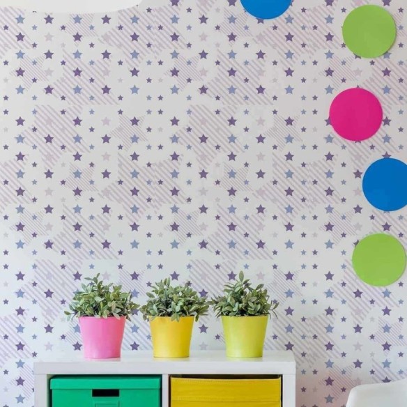 Papel de Parede Adesivo Estrelas Roxa 393462037