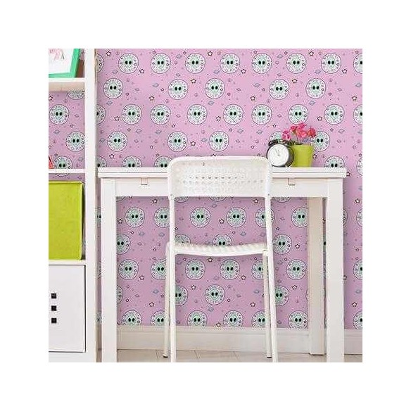 Papel de Parede Adesivo ET Planetas Jovem Espaço Rosa 632483