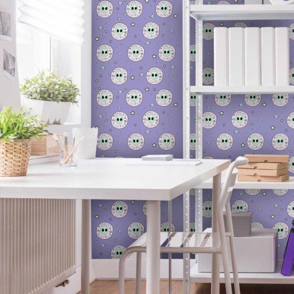 Papel de Parede Adesivo ET Planetas Jovem Roxo Espaço 632481