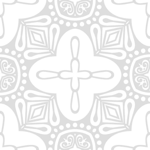 Papel de Parede Adesivo Étnico em Cinza e Branco N06092