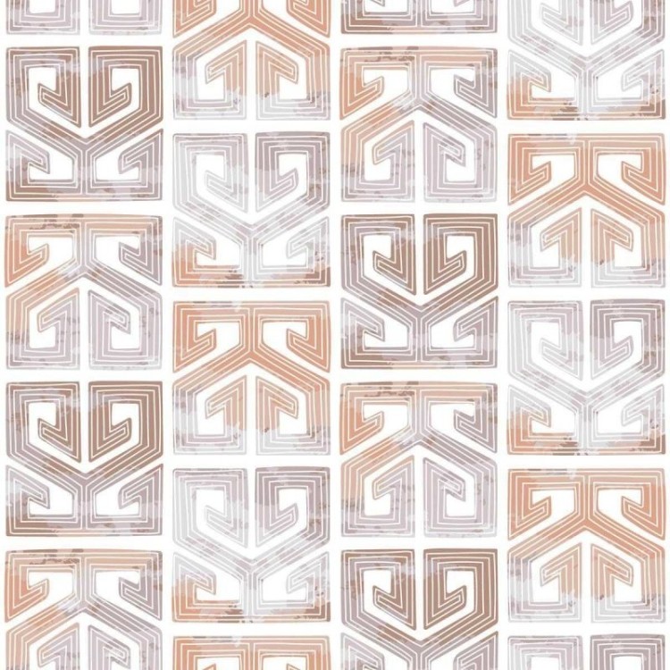 Papel de Parede Adesivo Étnico Marrom e Laranja...