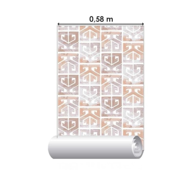 Papel de Parede Adesivo Étnico Marrom e Laranja...