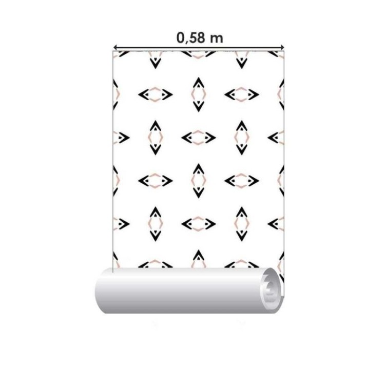 Papel de Parede Adesivo Étnico Rosa e Preto N05189