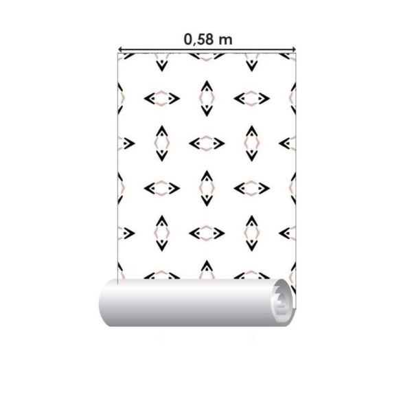 Papel de Parede Adesivo Étnico Rosa e Preto N05189