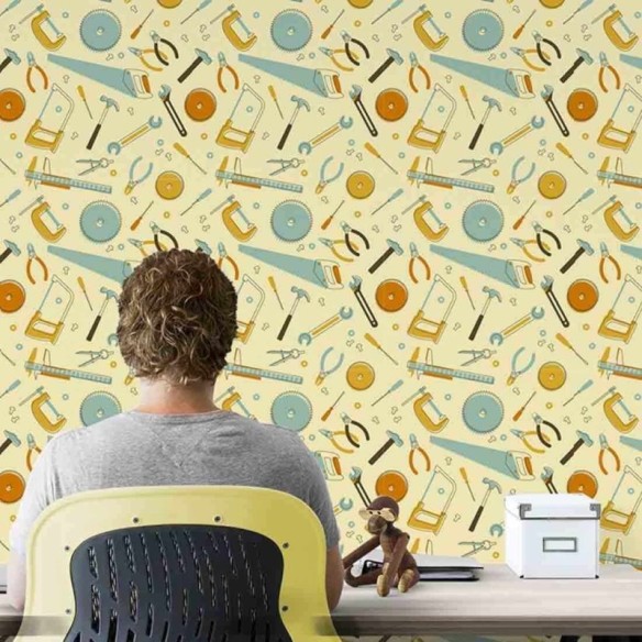 Papel de Parede Adesivo Ferramentas Retrô  232447573