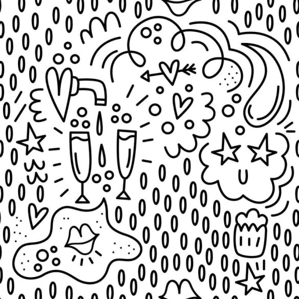 Papel de Parede Adesivo Festa Para Colorir N013246