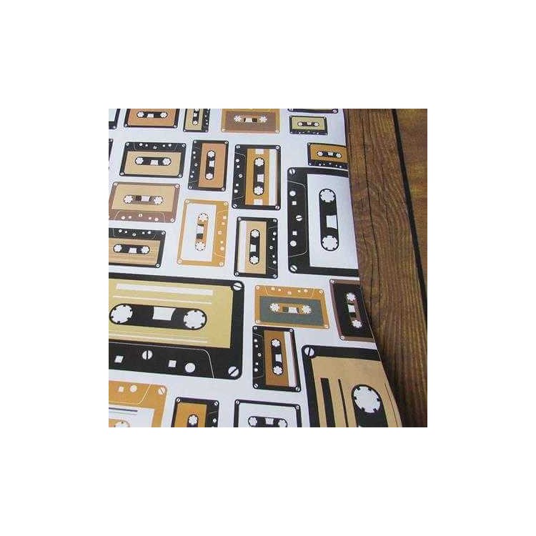 Papel de Parede Adesivo Fita Cassete Vintage...