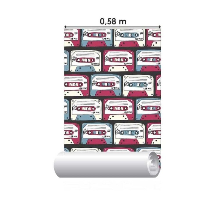Papel de Parede Adesivo Fita K7 Retrô N05063