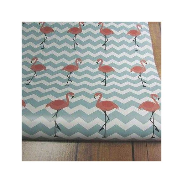 Papel de Parede Adesivo Flamingo Chevron Jovem 23561