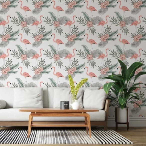 Papel de Parede Adesivo flamingo Floral N03131