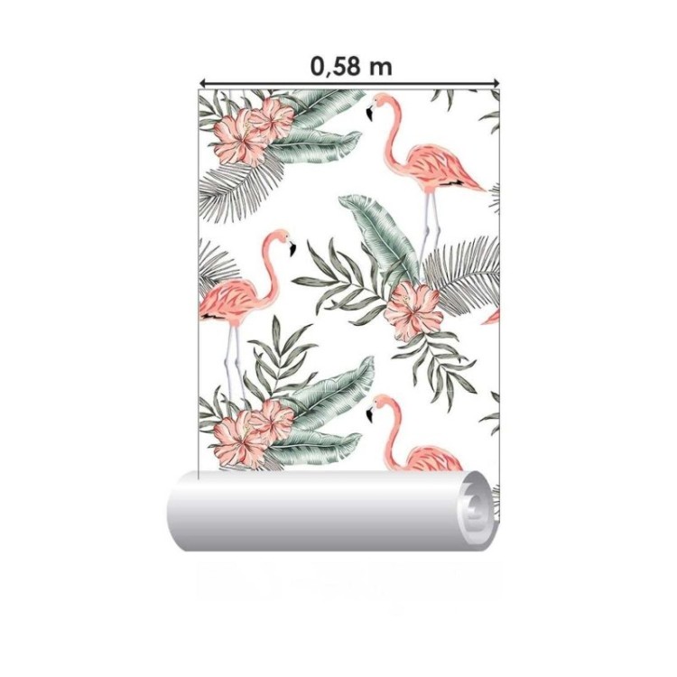 Papel de Parede Adesivo flamingo Floral N03131