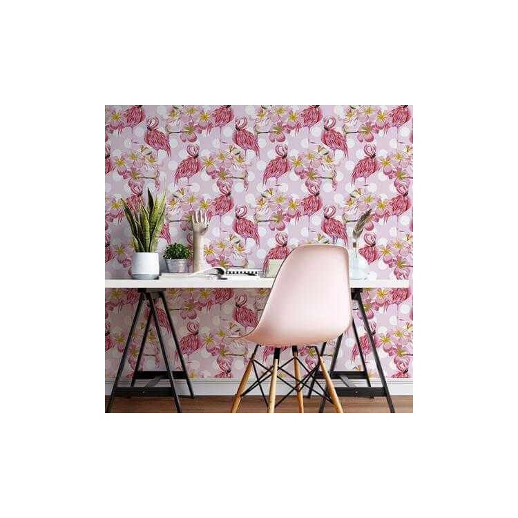 Papel de Parede Adesivo Flamingo Poá N55