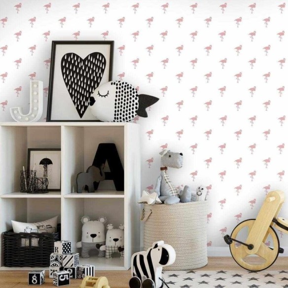 Papel de Parede Adesivo Flamingo Rosa 52472