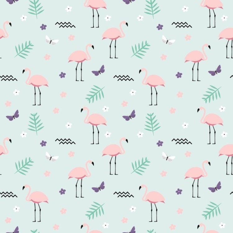 Papel de Parede Adesivo Flamingos e Borboletas...