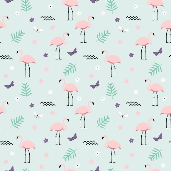 Papel de Parede Adesivo Flamingos e Borboletas N09061