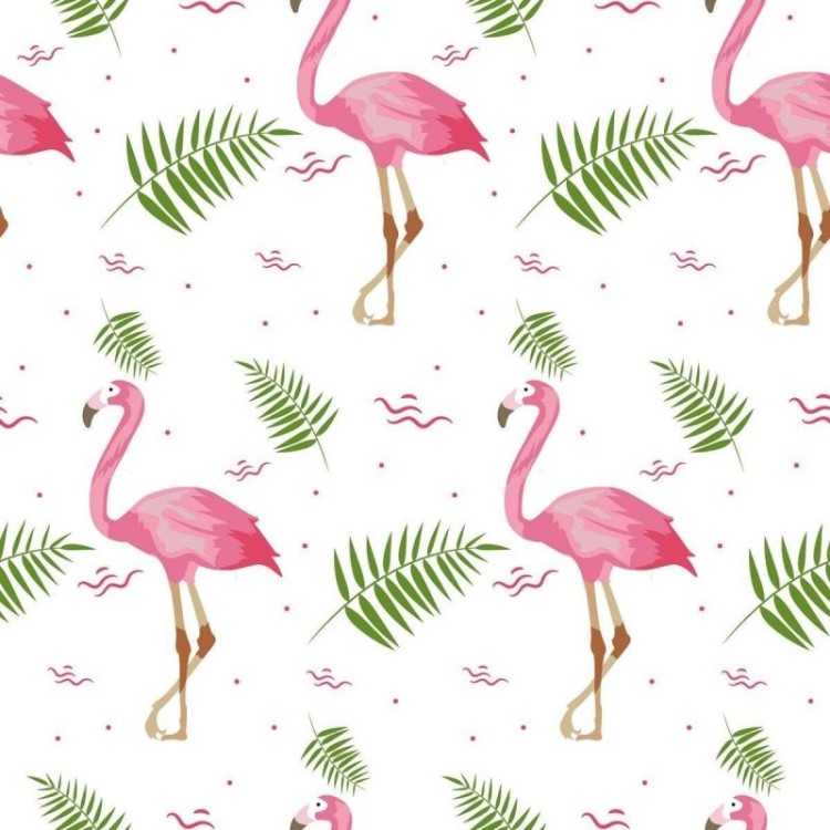 Papel de Parede Adesivo Flamingos e Folhas N04300