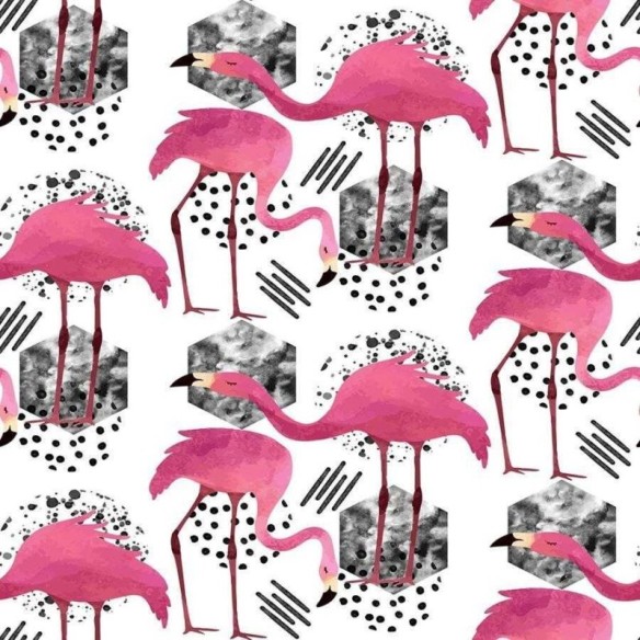 Papel de Parede Adesivo Flamingos Geométrico N06035
