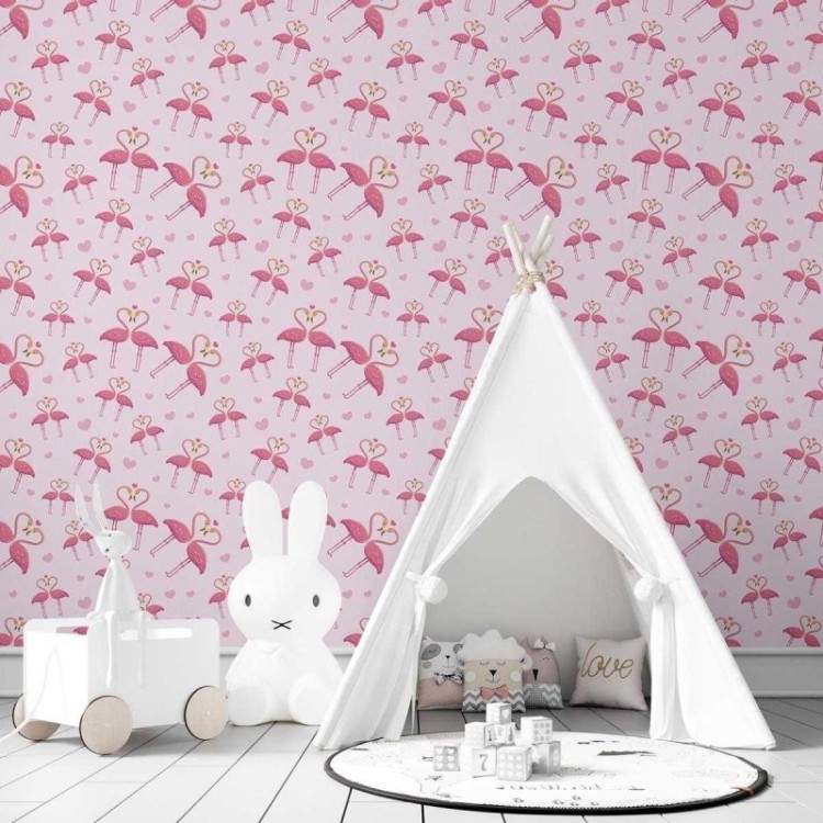 Papel de Parede Adesivo flamingos namorados N03118