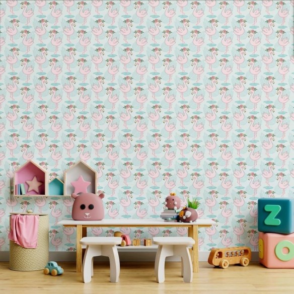 Papel de Parede Adesivo Flamingos para as Crianças N09086
