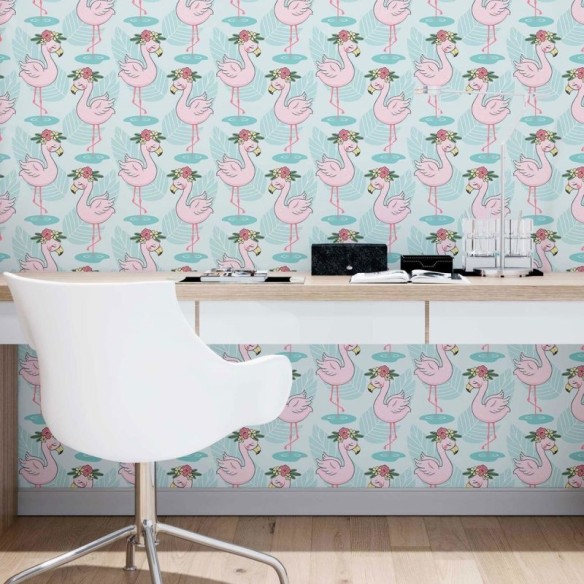 Papel de Parede Adesivo Flamingos para as Crianças N09086