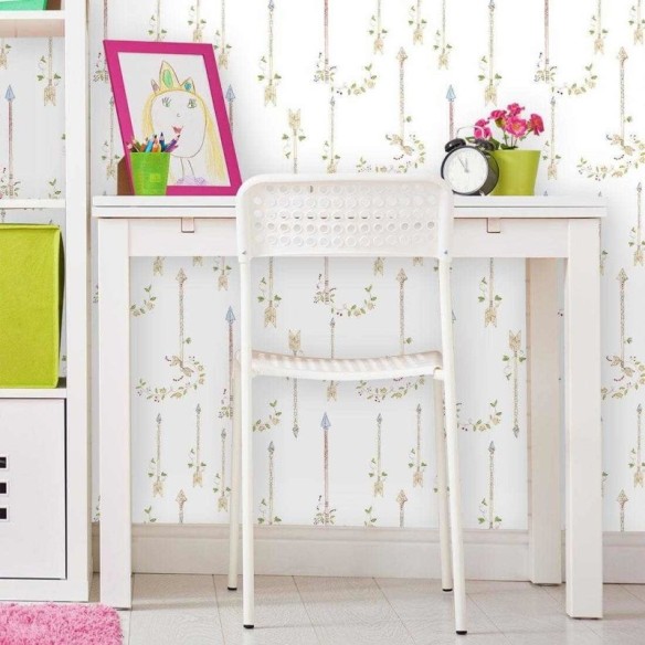 Papel de Parede Adesivo Flecha Flores Folhas 291804875