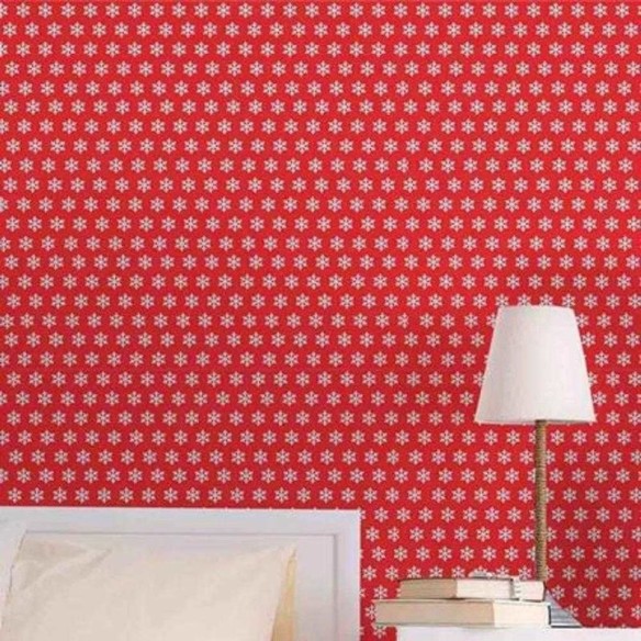 Papel de Parede Adesivo Floco De Neve Natalino Vermelho 847596225