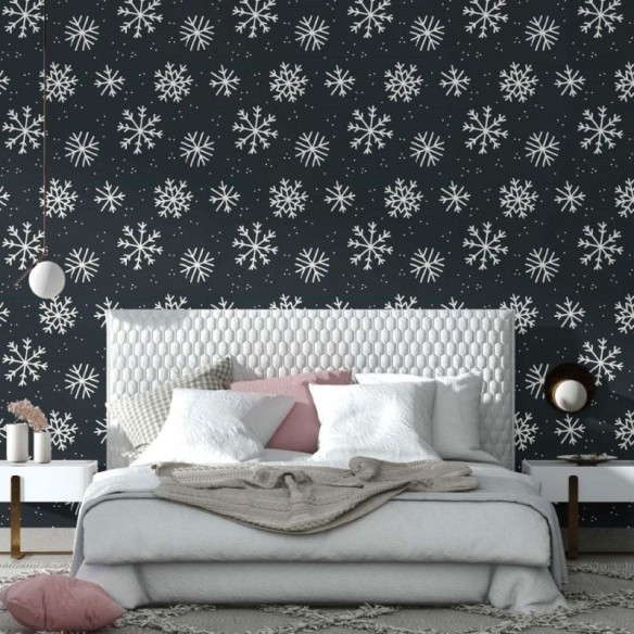Papel de Parede Adesivo flocos de neve inverno N014094