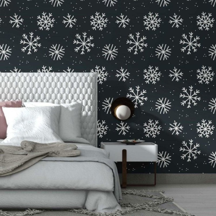 Papel de Parede Adesivo flocos de neve inverno...