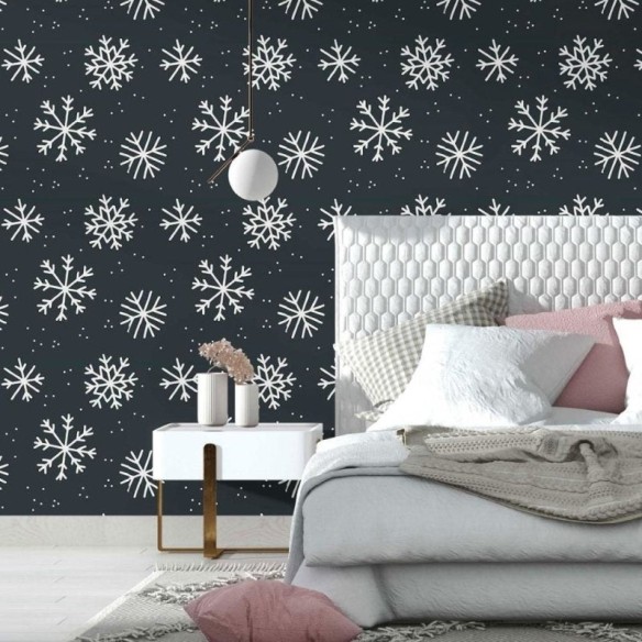 Papel de Parede Adesivo flocos de neve inverno N014094