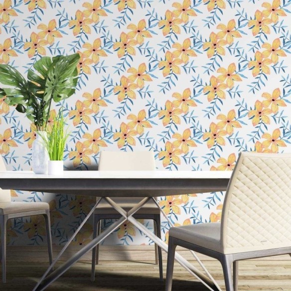 Papel de Parede Adesivo Flor Amarela N04170
