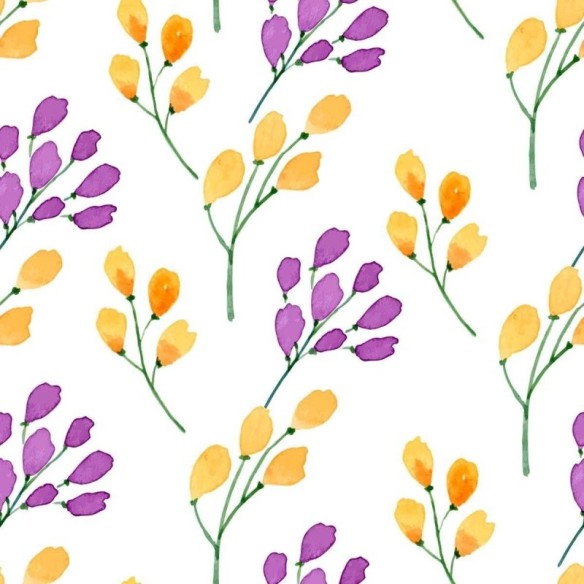 Papel de Parede Adesivo Flor Amarelas e Roxas N04171