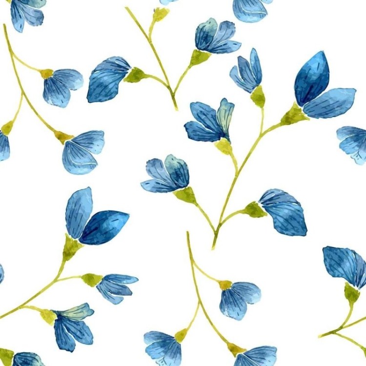 Papel de Parede Adesivo Flor Azul Aquarela N04168