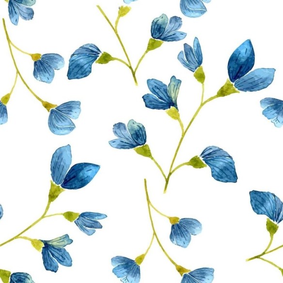 Papel de Parede Adesivo Flor Azul Aquarela N04168