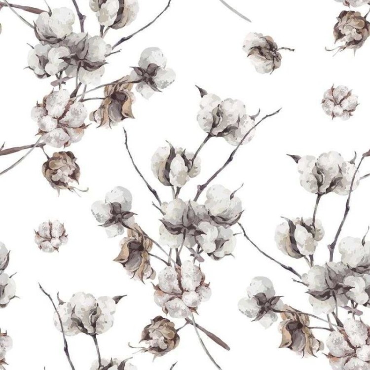 Papel de Parede Adesivo Flor de Algodão em Nude...