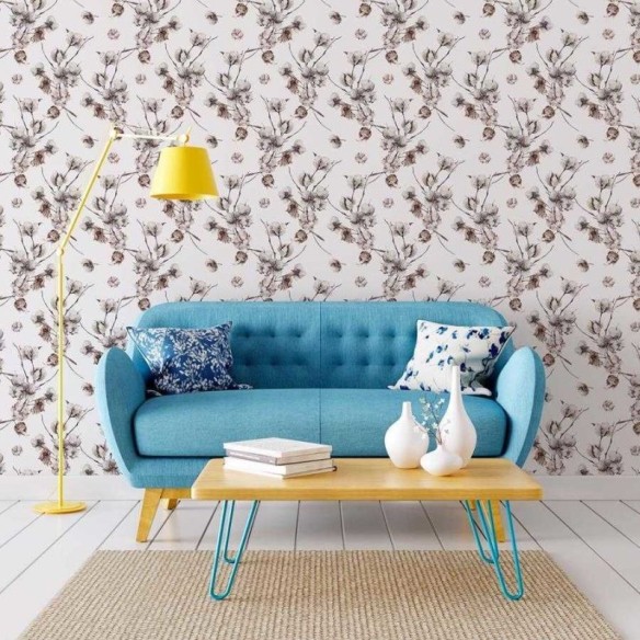 Papel de Parede Adesivo Flor de Algodão em Nude N06049