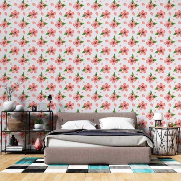 Papel de Parede Adesivo Flor de Cerejeira em Aquarela N06127