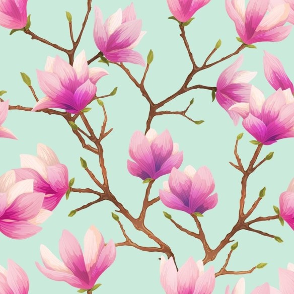 Papel de Parede Adesivo Flor de Cerejeira em Fundo Azul N07011