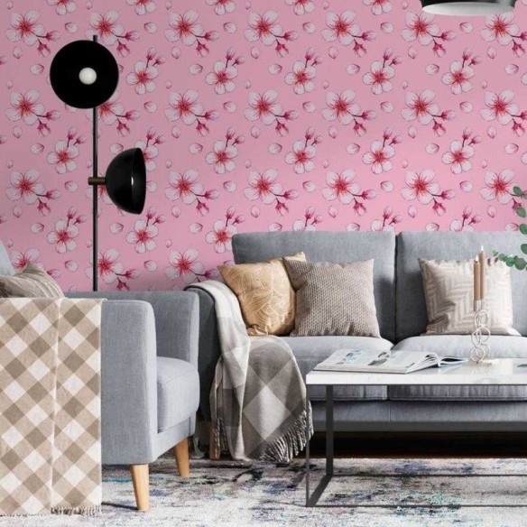 Papel de Parede Adesivo Flor de Cerejeira Rosa N06128
