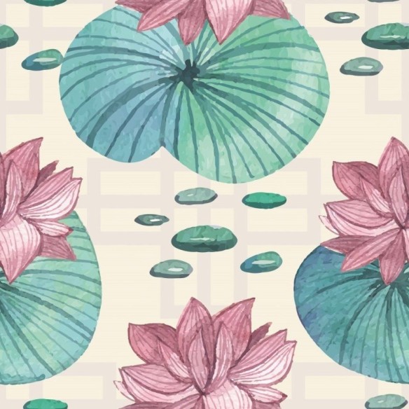 Papel de Parede Adesivo Flor de Lótus Aquarela N015108
